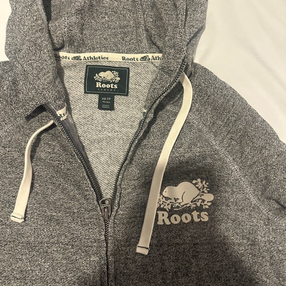 Roots Heather Gray Hoodie with Logo - Picture 2 of 5
